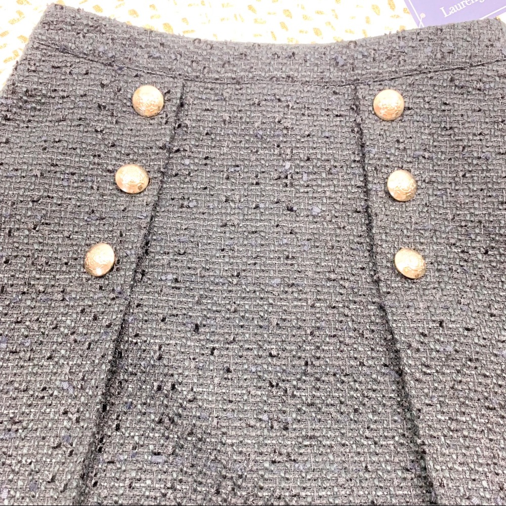 Lauren James Black Tweed Pleated Button Skirt - Picture 4 of 7